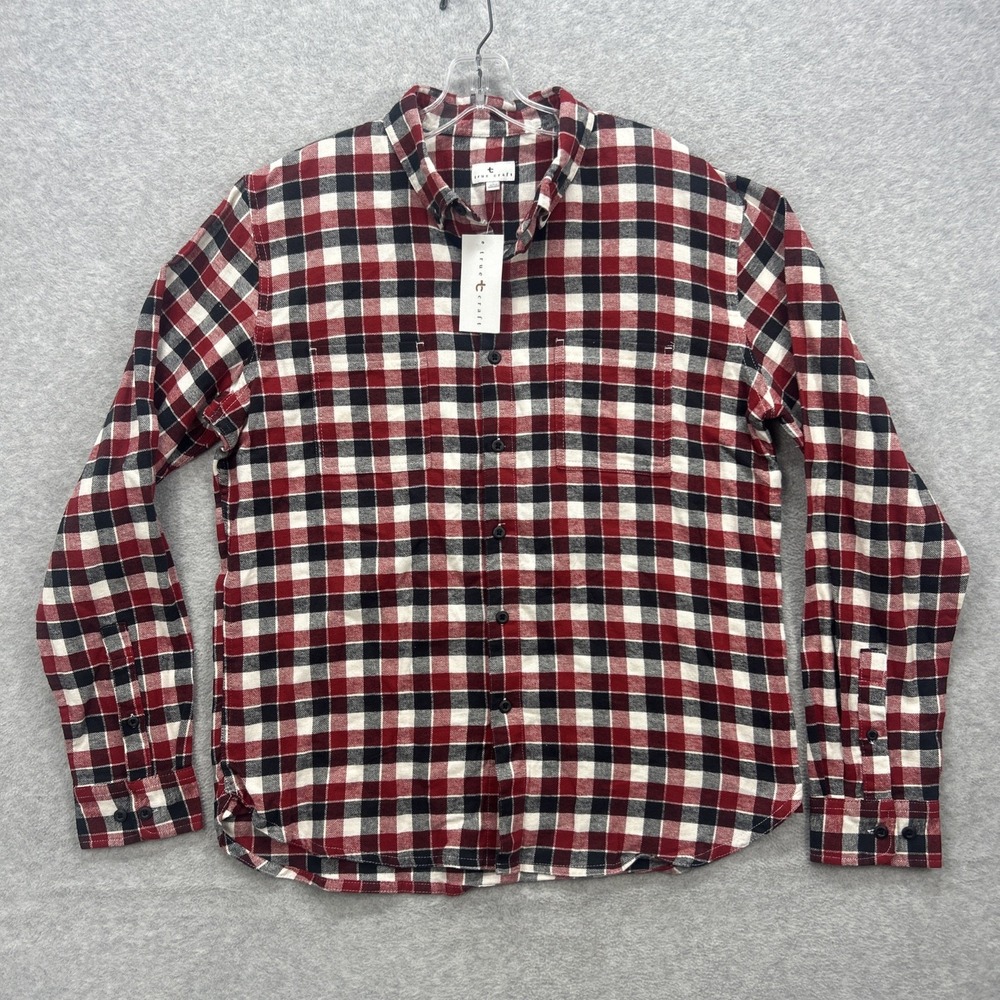 True Craft Shirt Mens Large Red Black Gingham‎ Flannel Lumberjack Cabincore NEW